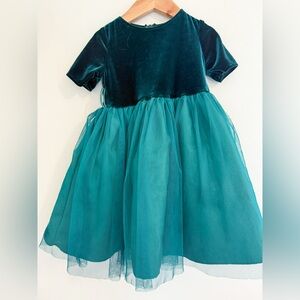 Sweet Kids Elegant Green Velvet Dress